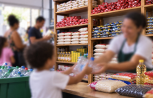 Instituto Alimentando o Bem transforma plástico reciclável em moeda para troca por alimentos e itens essenciais no Guarujá